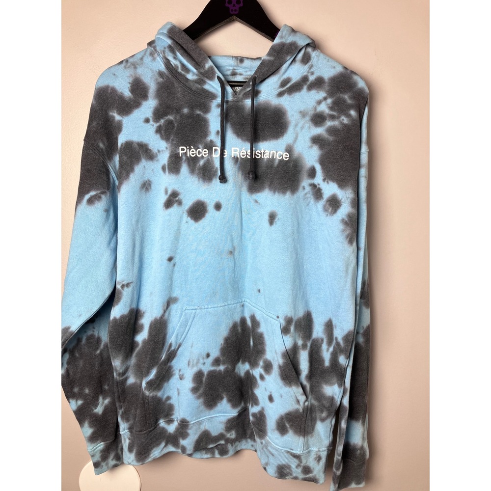 Neon Riot Mens Piece De Resistance Tie Dye Hoodie Blue Black Medium